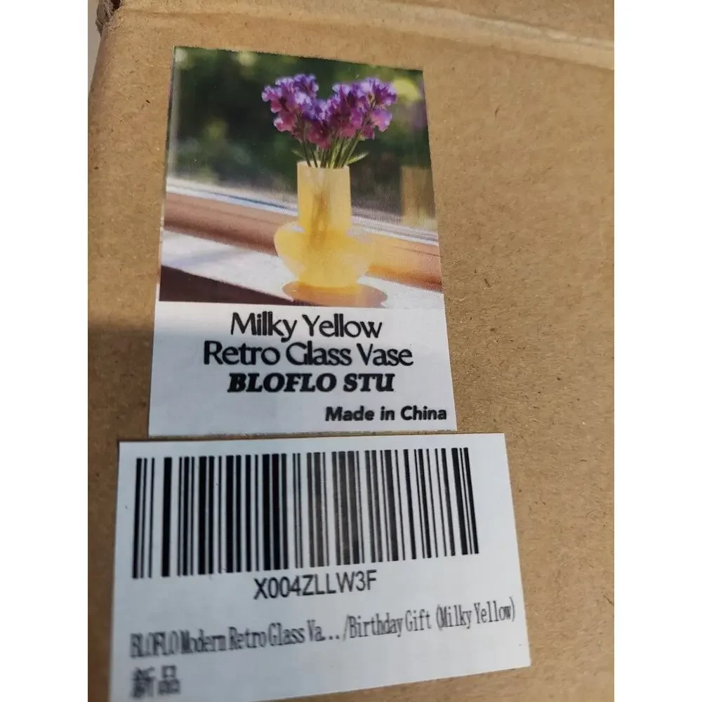 BLOFLO STU Glass Vase Retro Modern Milky Yellow 9